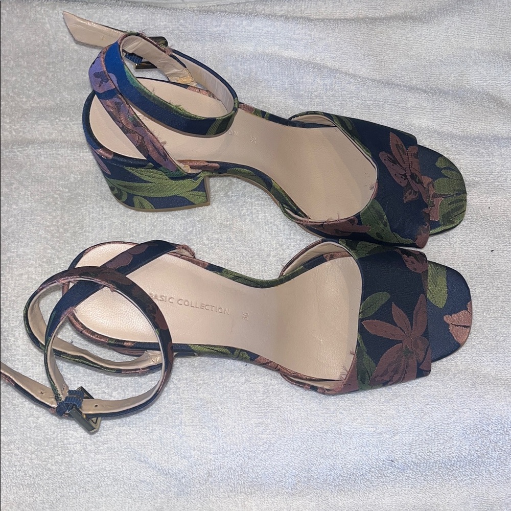 Zara Basic Collection block-heel ankle-strap flor… - image 3